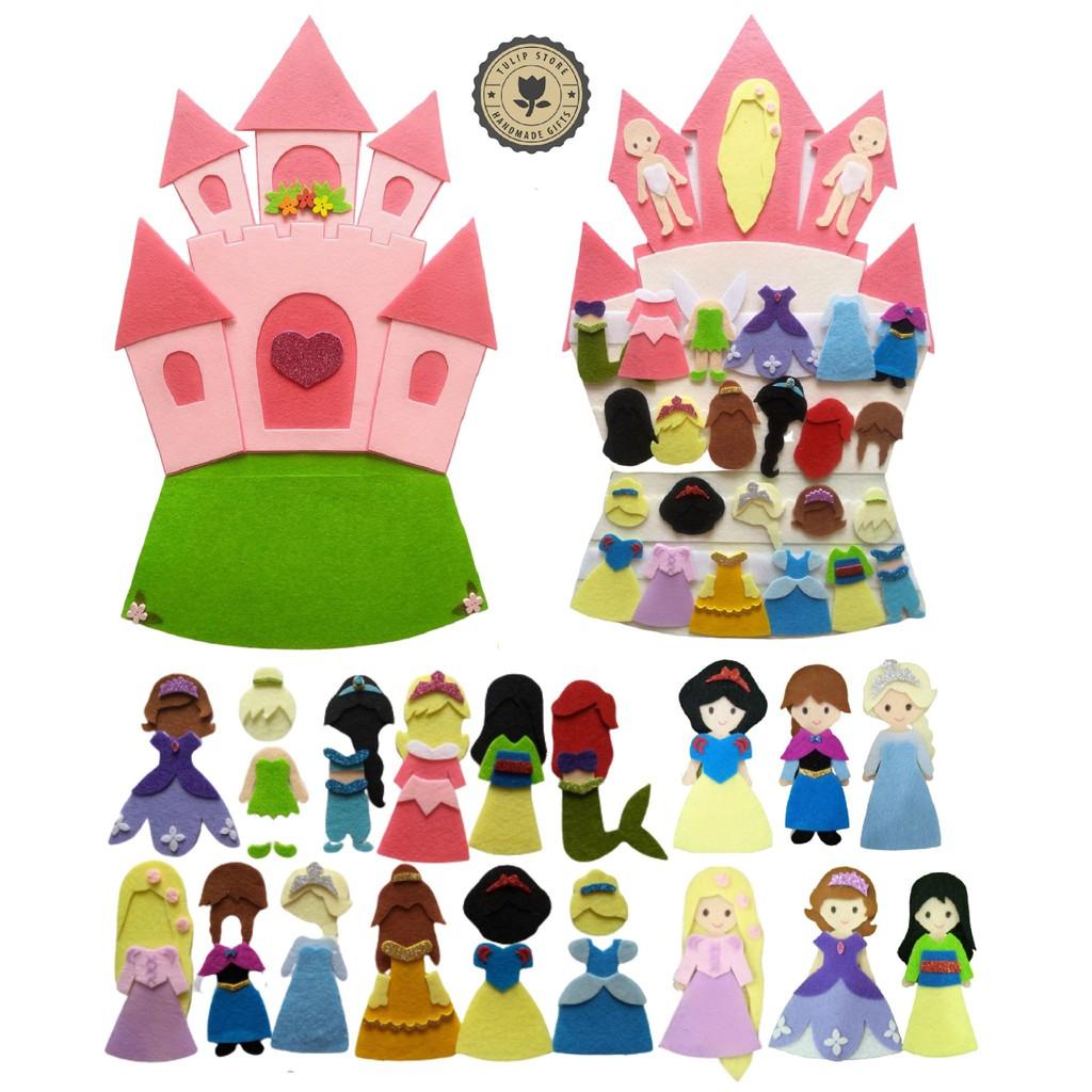 Đồ chơi Sách vải Lâu Đài 12 Công chúa Disney (Hình thật 100%) kèm 2 búp bê - Sách vải cho bé gái - Búp bê Walt Disney