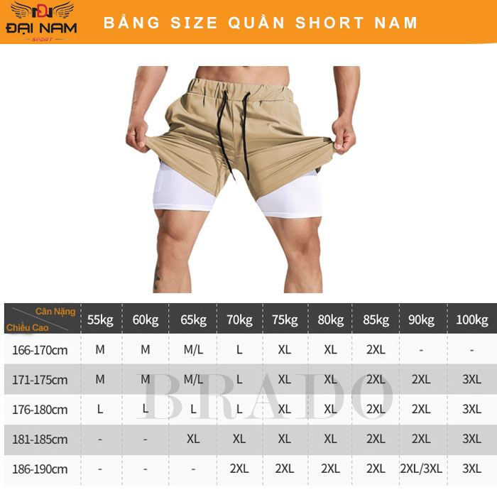 Quần Tập Gym Nam 2 Lớp DNS96,Quần Tập Thể Thao,Chạy Bộ,Đạp Xe Co Giãn,Thoáng Khí Đại Nam Sport