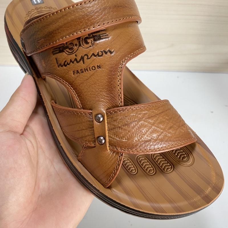 Dép da nam, da bò cao cấp, quai khâu liền đế chắc chắn SIZE 38-43