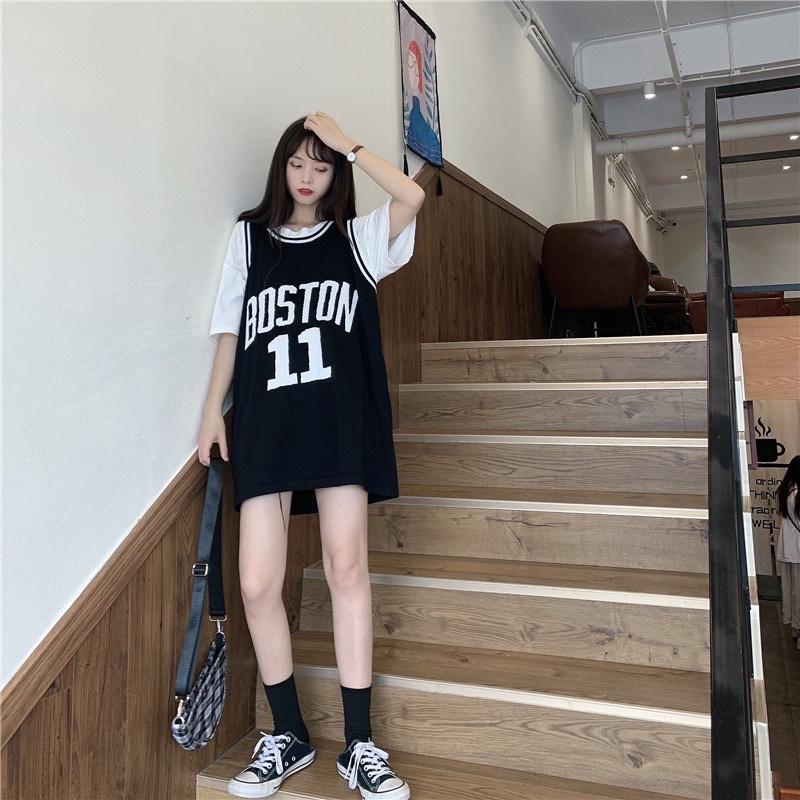 Áo thun bóng rổ nữ dáng rộng phong cách Hàn Quốc thể thao trẻ trung