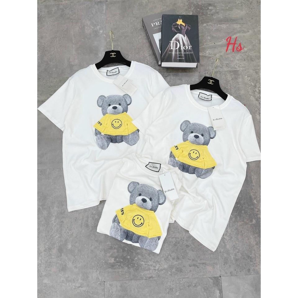 Áo Phông Unisex Gấu Mặt Cười Cộc Tay In Hình