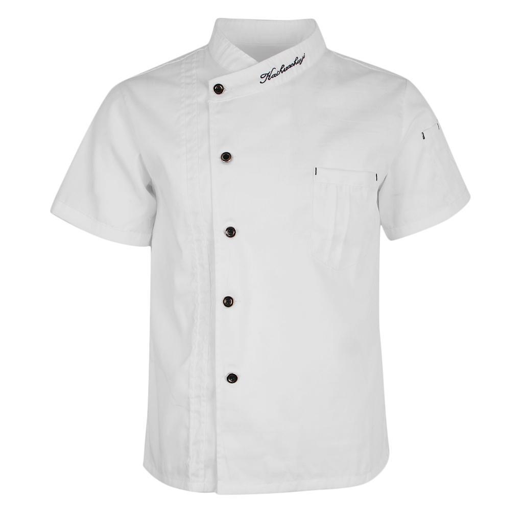 3x Unisex Chef Jackets Coat Short Sleeves Shirt Kitchen Uniforms M