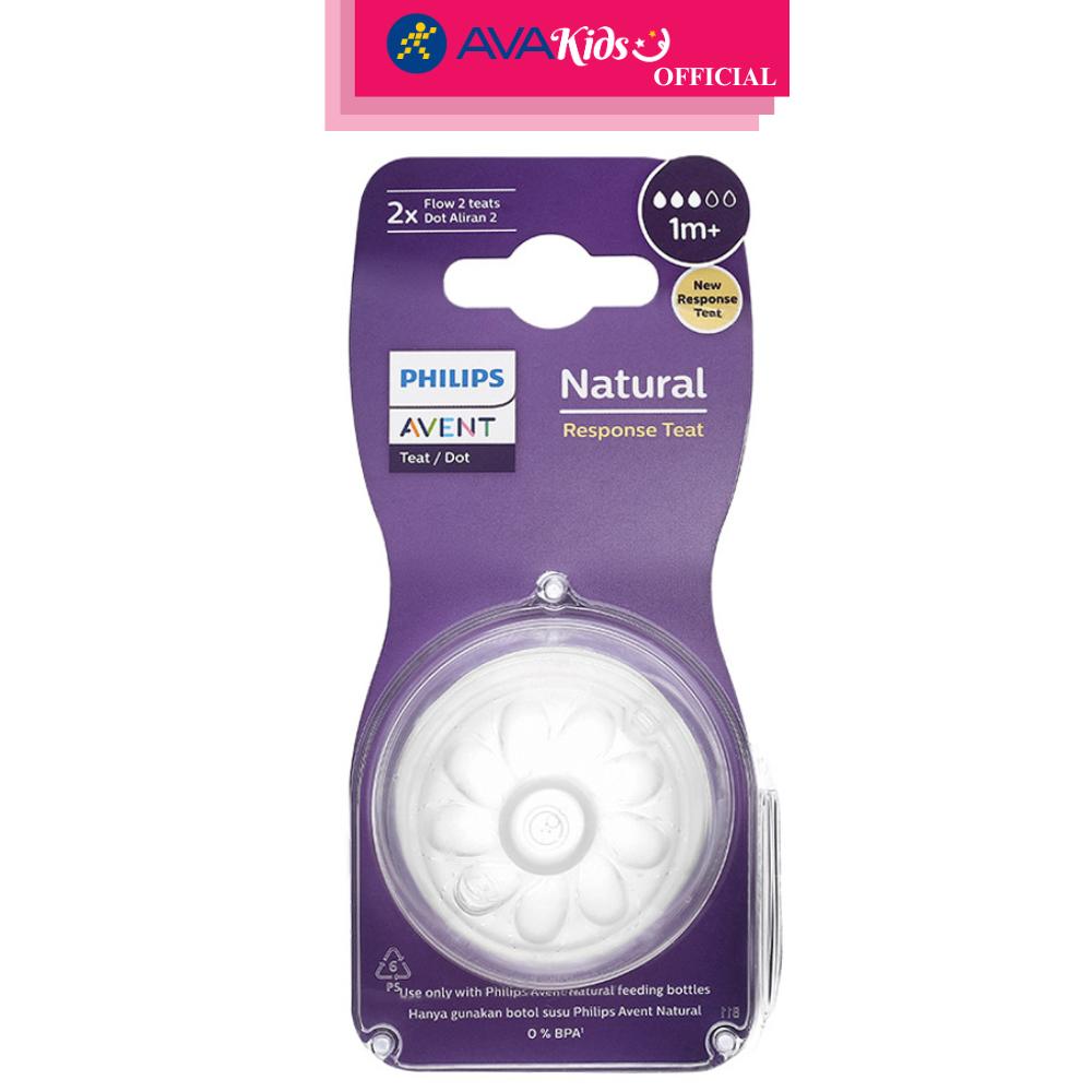 Bộ 2 núm ti Philips Avent SCY963/02 cổ rộng size 3 (1 - 3 tháng) - Hàng Chính Hãng