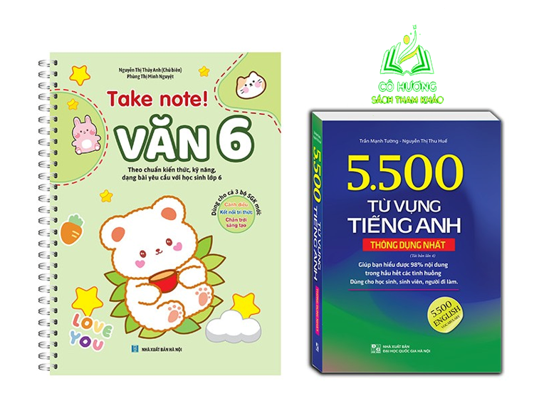 &quot;sách - combo 2c TAKE NOTE! Văn 6 (CÓ lò xo) và 5500 từ vựng tiếng Anh thông dụng nhất (bản màu
