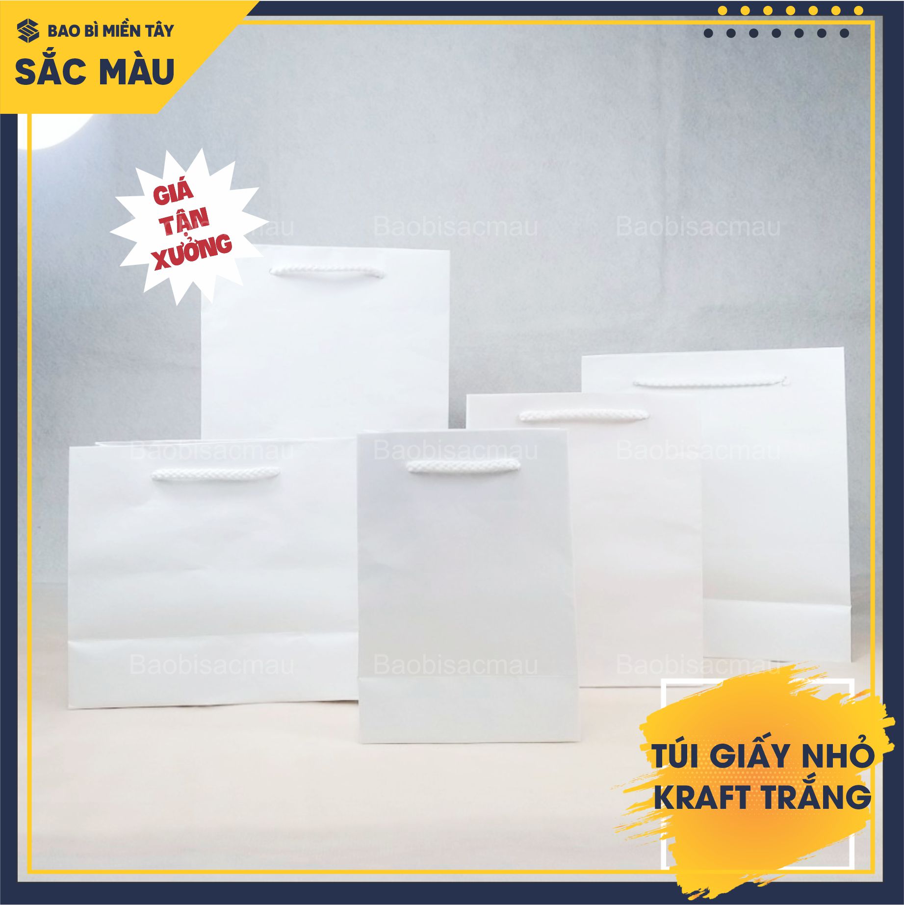 Sét 10 Túi Giấy Kraft Trắng xinh xắn nhiều kích thước