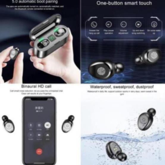 Tai nghe Bluetooth không dây 5.0 AMOI F9 nút cảm ứng không dây kèm sạc dự phòng chuyên Gaming dành cho iphone và android