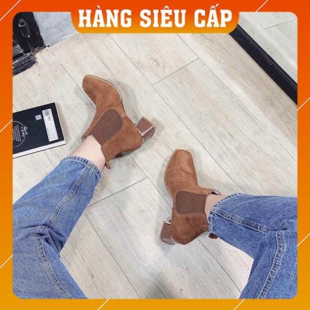 Boot da lộn, boots nữ, mũi vuông, cao gót Hàng y ảnh, chất cực đẹp