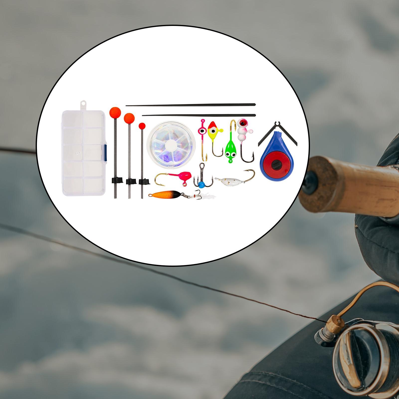 Winter Fishing Set Ice Fishing Jigs with Carbon Steel Hooks Portable