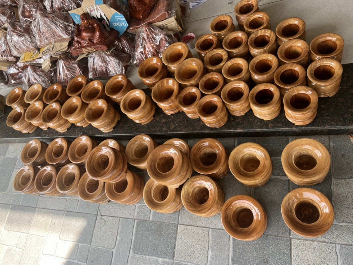 Bát nhang - lư hương gỗ gõ nguyên khối 18 CM