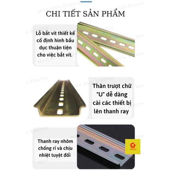 thanh cài át nhôm, thanh ray nhôm cài aptomat, khởi động từ dài 1m, thanh day nhôm cài thiết bị, thanh din rail tủ điện