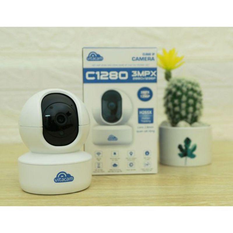 Camera IP Wifi Vitacam C1280 (New 2021) 2.0Mp Ultra HD, Quan Sát Ban Đêm Xoay 360 Độ - Hàng chính hãng