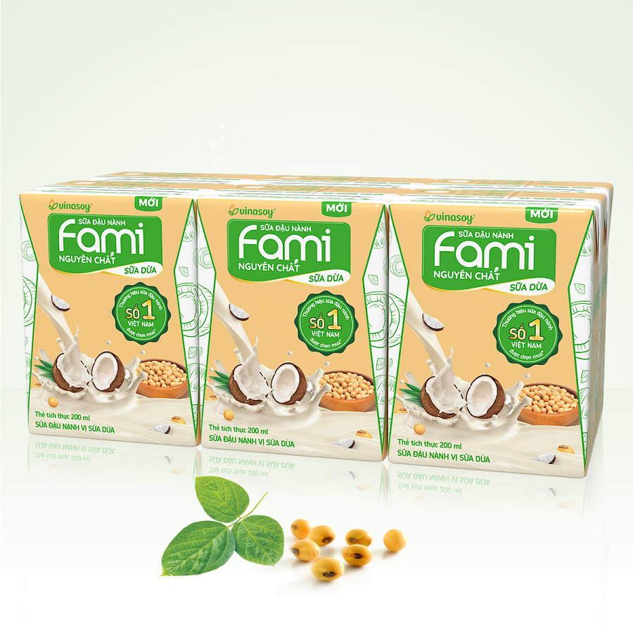 Thùng Sữa Đậu Nành Fami Nguyên Chất Vị Sữa Dừa
