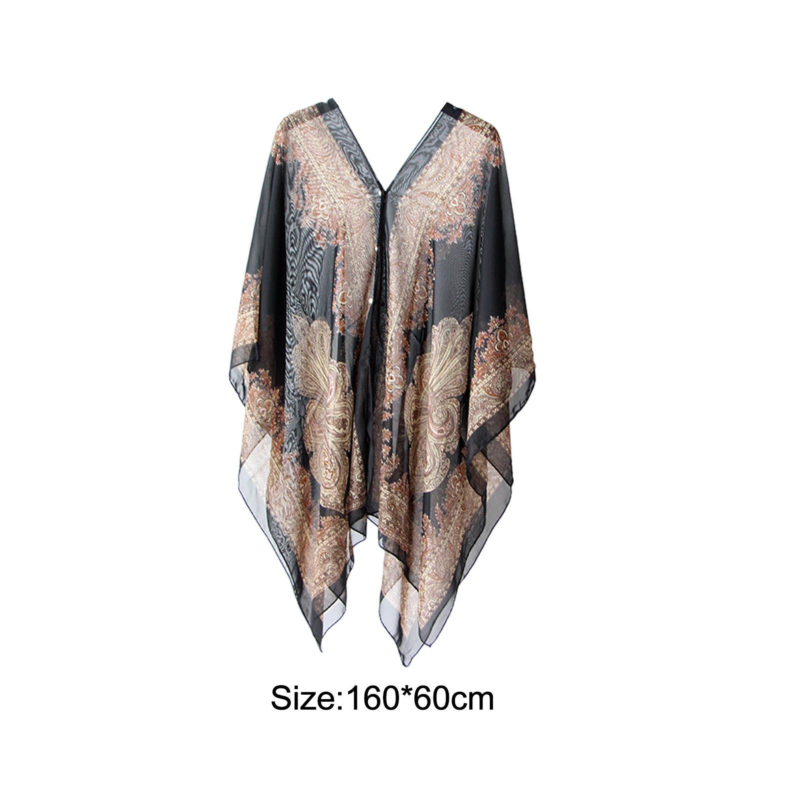 Women Beach Chiffon Chiffon Cover up Top Sleeveless Open Front Soft Loose Shawl Women Chiffon Shawl Wrap for Wedding Evening Summer Cycling