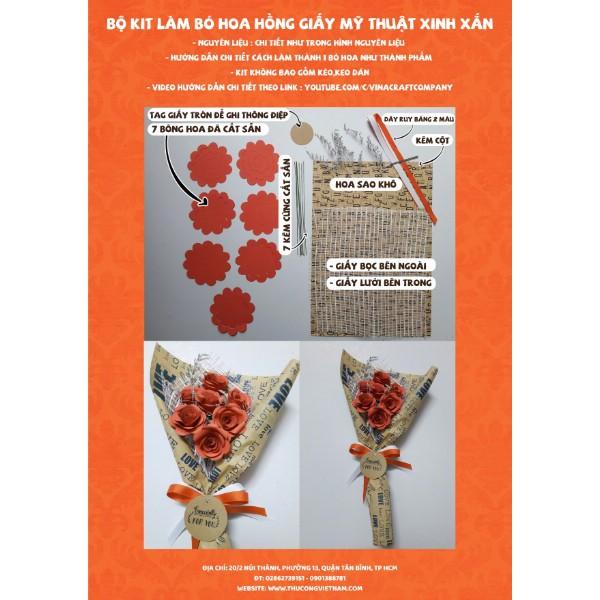 Kit bó hoa hồng giấy mỹ thuật