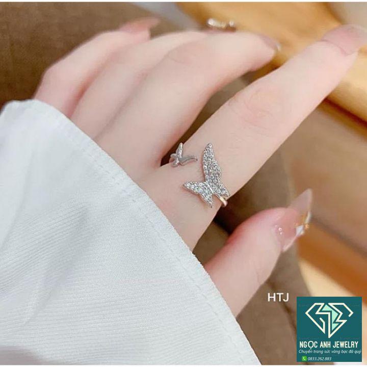Nhẫn bạc nữ thiết kế hình cánh bướm, độc đáo xinh xắn,free size