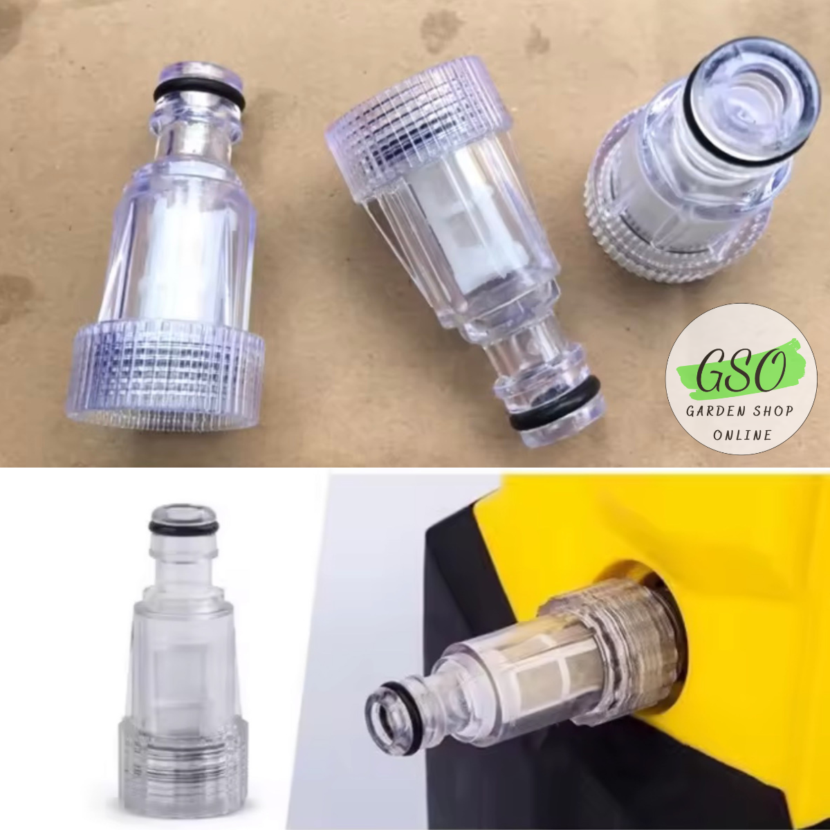 Cút nhựa trắng 2 lớp có lọc nối nhanh - Phụ kiện máy rửa xe áp lực cao