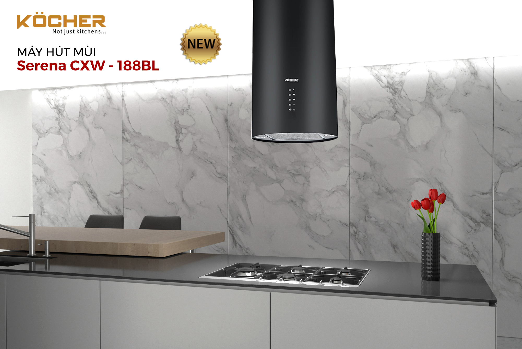 Máy Hút Mùi Kocher SERENA CXW -188 BL - Hàng Chính Hãng