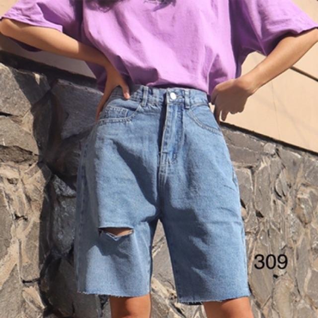 Quần ngố Jeans rách cá tính