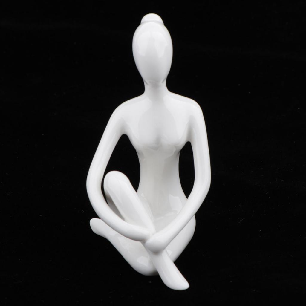 2pcs Ceramic Yoga Figure Ornament Statue Sculpture
