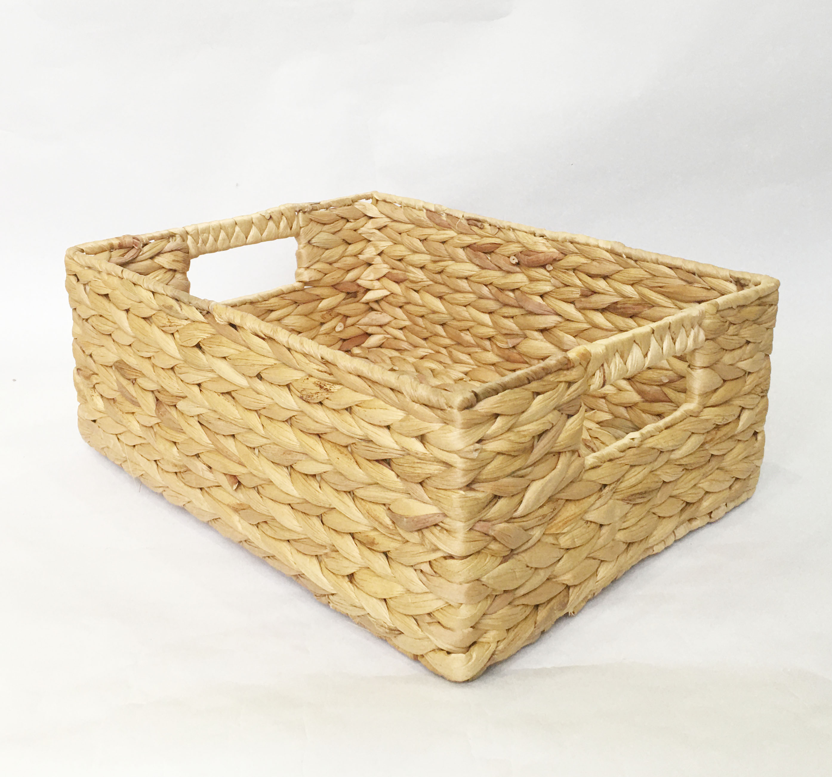 Sọt Giỏ Lục Bình chữ nhật đa năng - giỏ bèo tây khung sắt có tay cầm handmade vintage KT D36xR27xC14cm