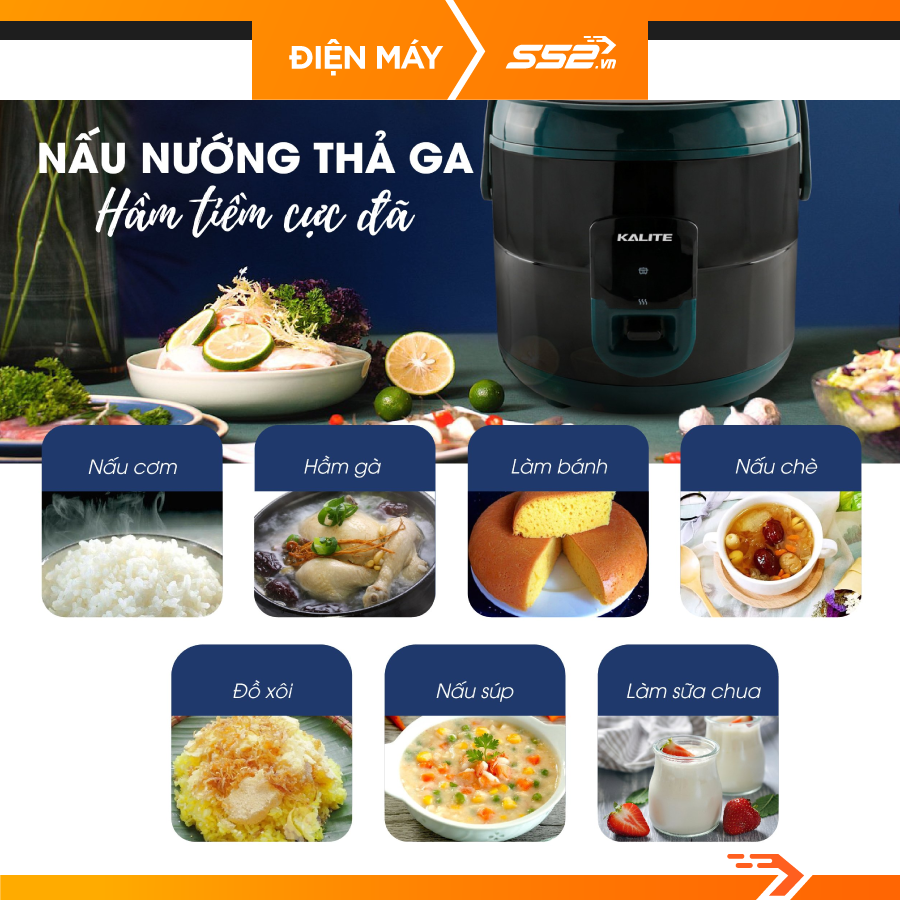 Nồi cơm điện Kalite KL 618 dung tích 1.8L nấu cơm dẻo thơm ngon - Hàng chính hãng