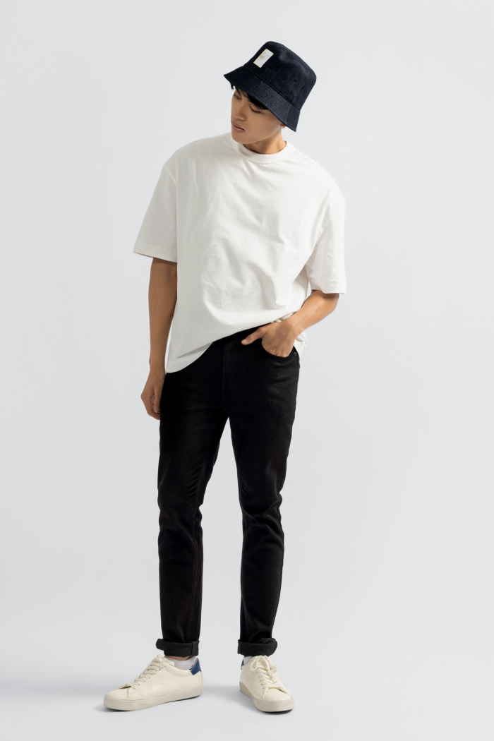 Quần Jean nam ROUTINE màu đen form skinny có độ co giãn 10F20DPA100CR1