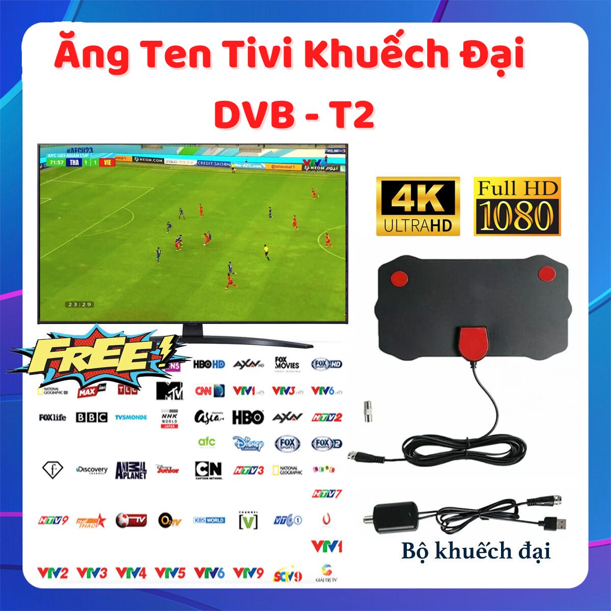 Ăng Ten Tivi Kỹ Thuật Số Mặt Đất, Anten Thu Sóng Tín Hiệu Kỹ Thuật Số, Ăng Ten Tv Khuếch Đại Tín Hiệu Kỹ Thuật Số Trong Nhà, Ang Ten Bắt Tín Hiệu Kỹ Thuật Số Tại Nhà, Anten DVB-T2 4k 1080P Dễ Sử Dụng