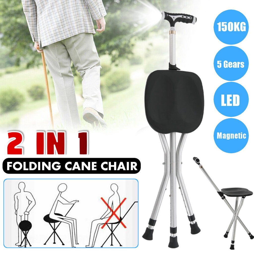 Cao cấp - Gậy chống tay có ghế ngồi cho người lớn tuổi nghỉ ngơi khi mệt mỏi Comfort Crutches đa năng CE/RoHs