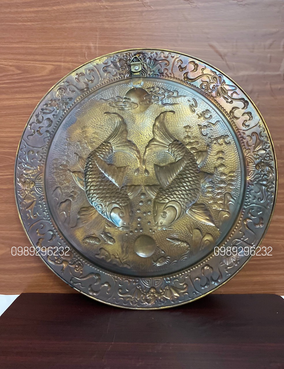 Mâm phong cảnh cá chép bằng đồng vàng - Mâm Đồng treo tường