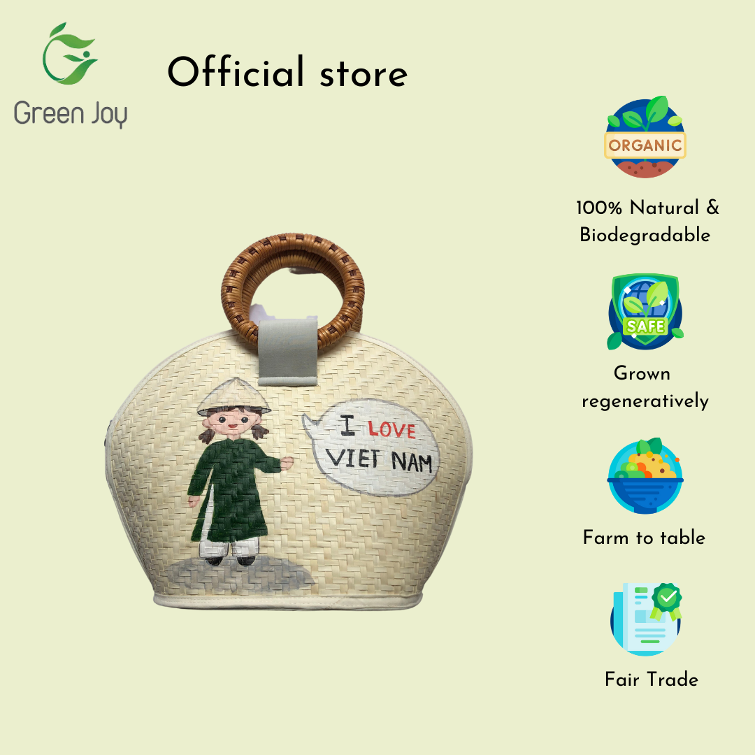 Túi cỏ bàng ovan vẽ Green Joy