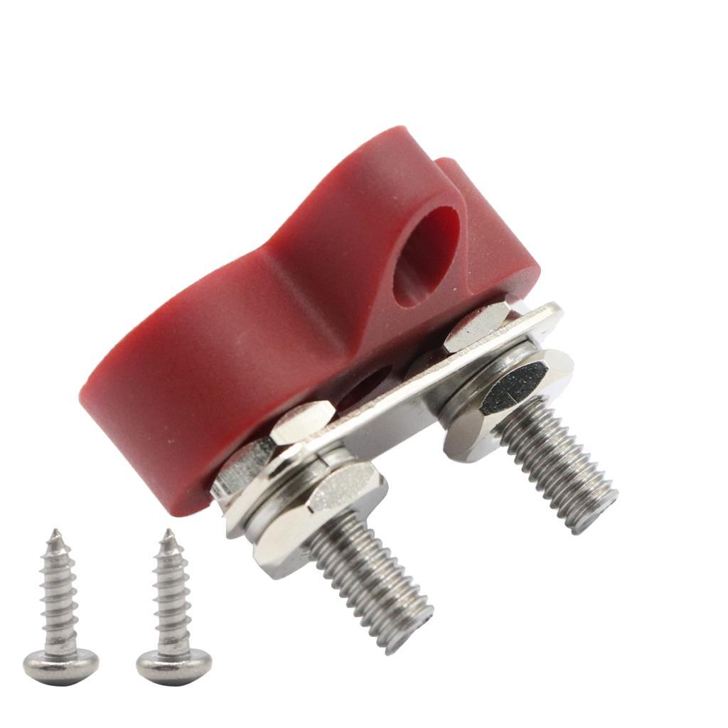 2X DC48V Double M6 Terminal Stud Bus Bar Power Distribution Box for Boat - Red