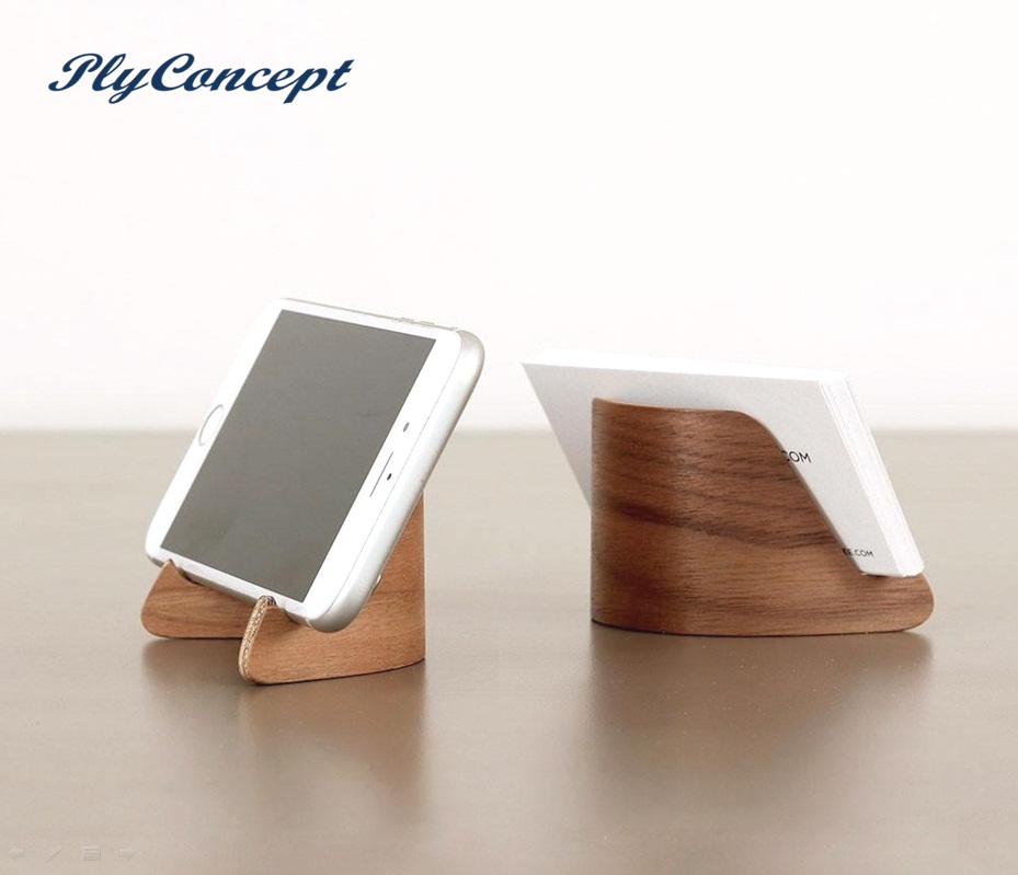 Giá đỡ điện thoại Nằm Ngang, Kindle, Ipad, Name Card bằng gỗ uốn cong - PlyConcept Phone Holder