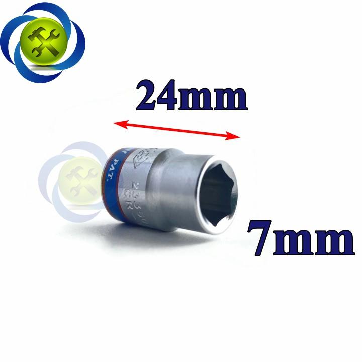 Tuýp trắng ngắn 07mm loai 1/4 Kingtony 233507M dài 24mm 6 cạnh