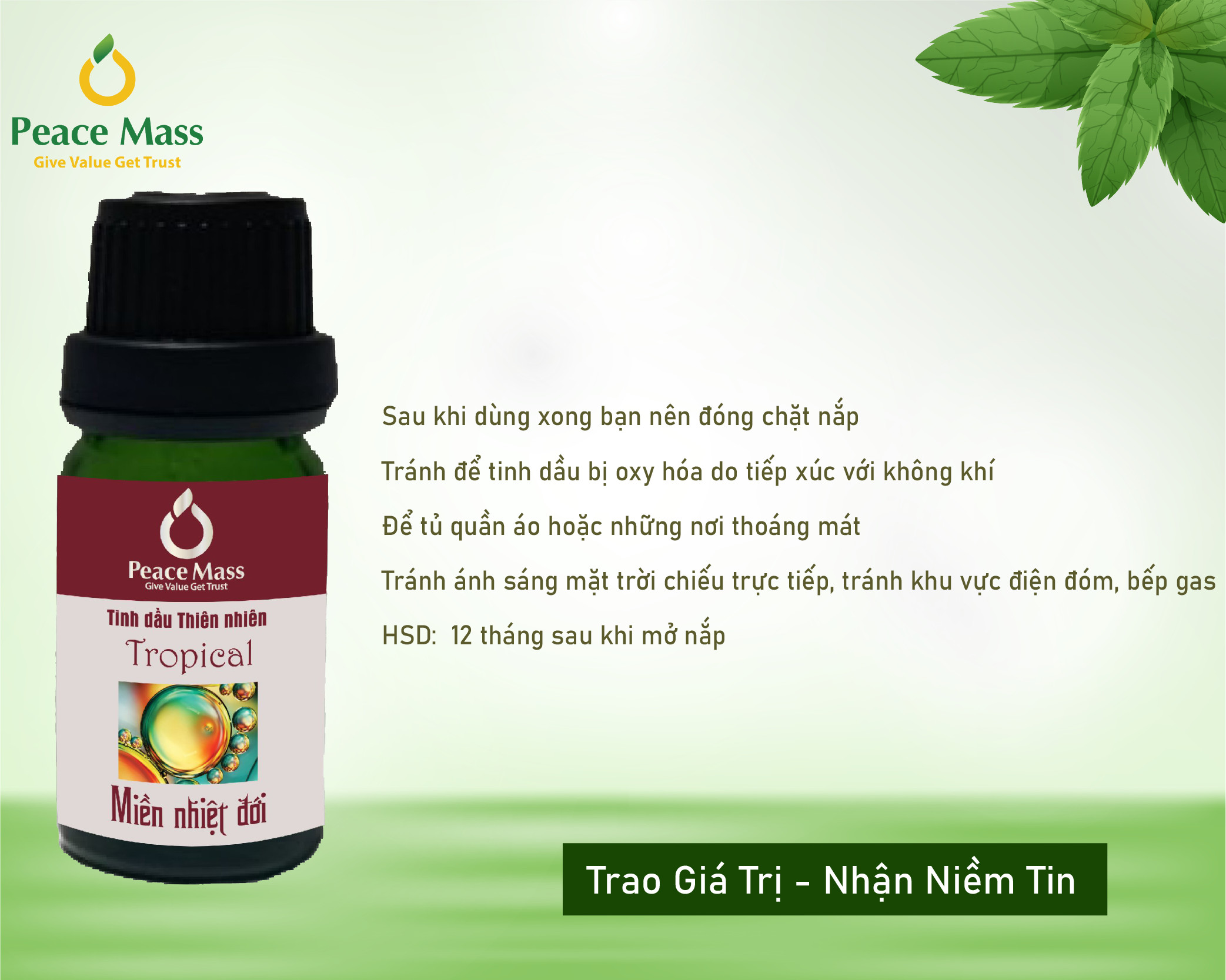 Tinh dầu Miền nhiệt đới Peace Mass dùng cho máy xông 10ml