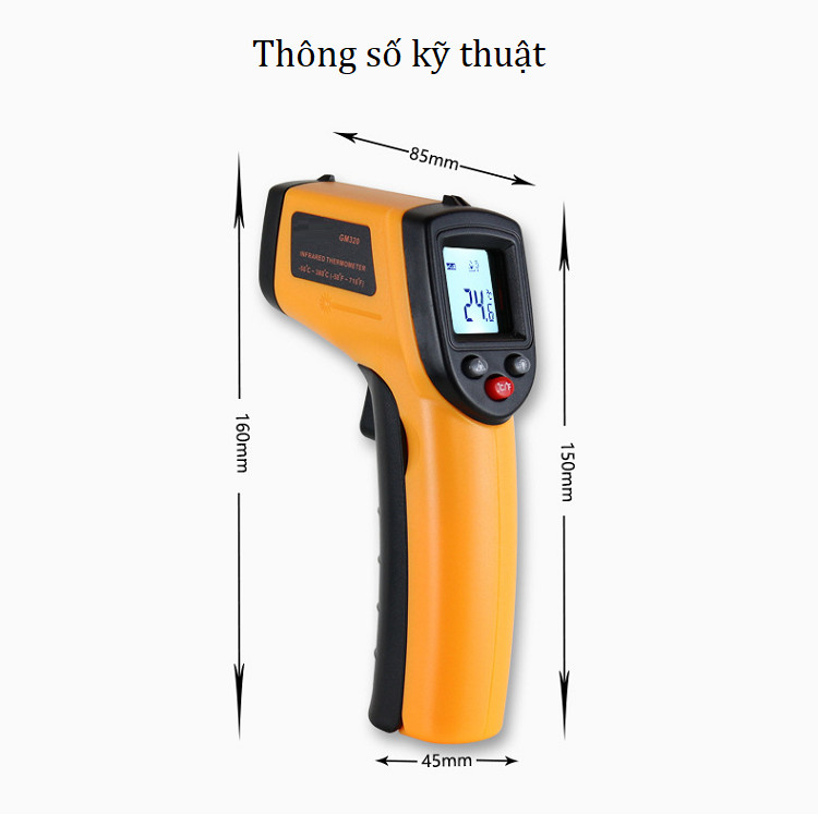 Máy đo nhiệt độ bề mặt vật chất đa năng, đo từ xa không tiếp xúc hiển thị chính xác MD320