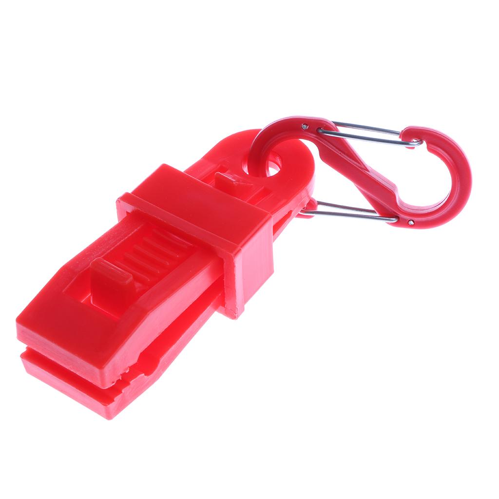 4pcs Clamp Tent Awning Tent Clip With Carabiner Plastic Red