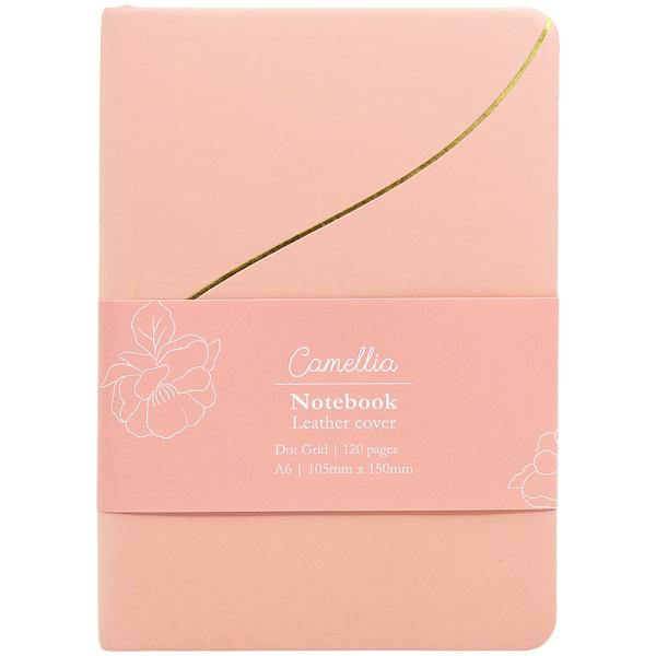 Sổ Da Bìa Mềm Camellia A6 - Không Kẻ Có Chấm - 120 Trang 100gsm - The Sun - Pretty Pink