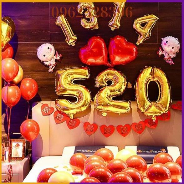 Set bóng trang trí phòng cưới màu đỏ lãng mạn sang trọng