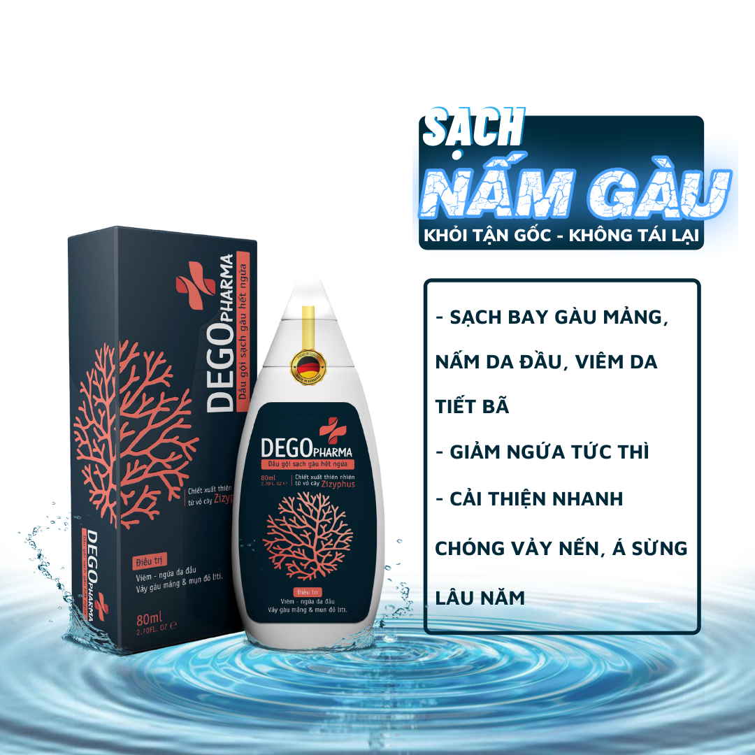 Dầu Gội Đầu DEGO PHARMA 80ml - Dứt Điểm Gàu Ngứa &amp; Nấm Da Đầu