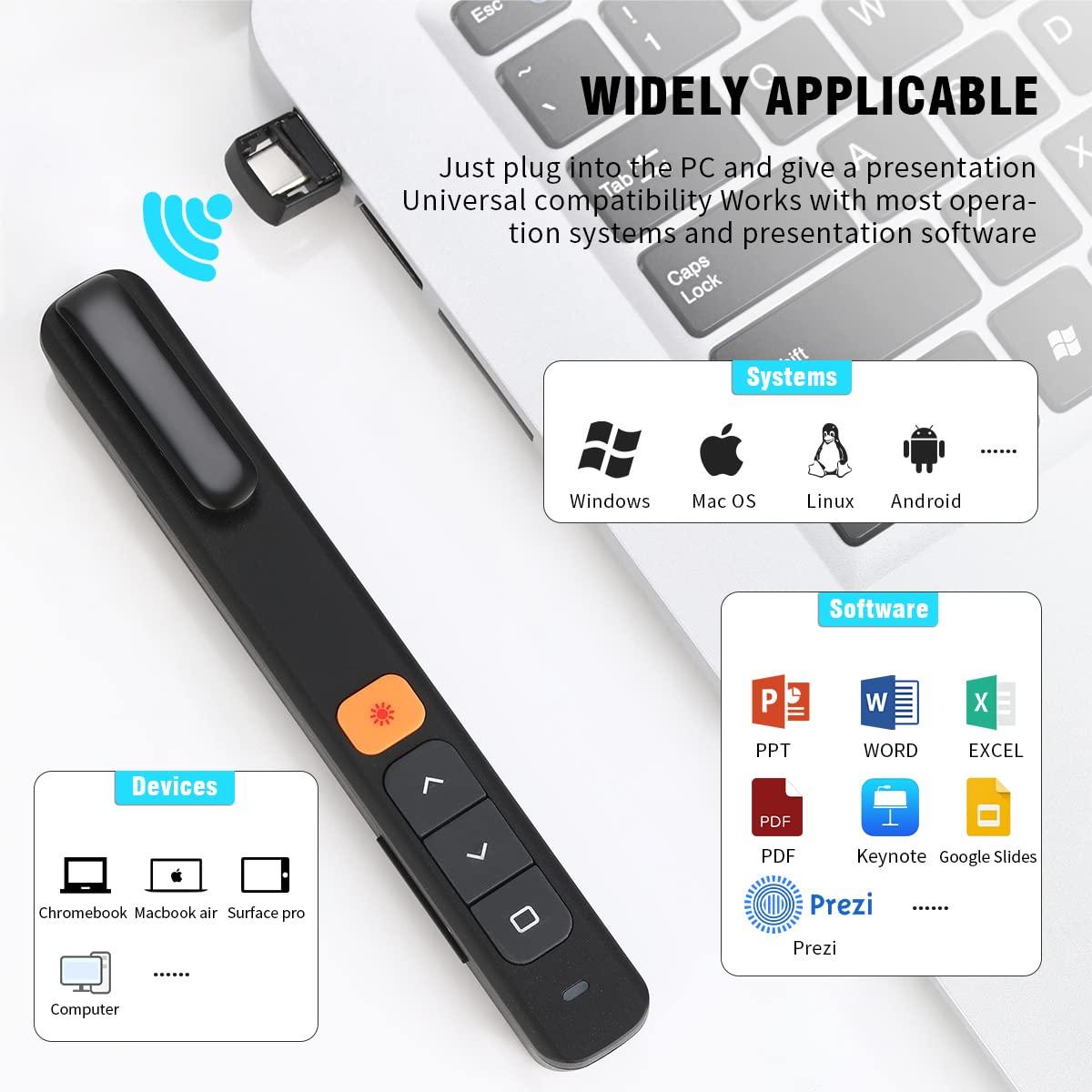Công cụ trình chiếu USB A Con trỏ laser 2 trong 1 Người thuyết trình Điều khiển âm lượng từ xa