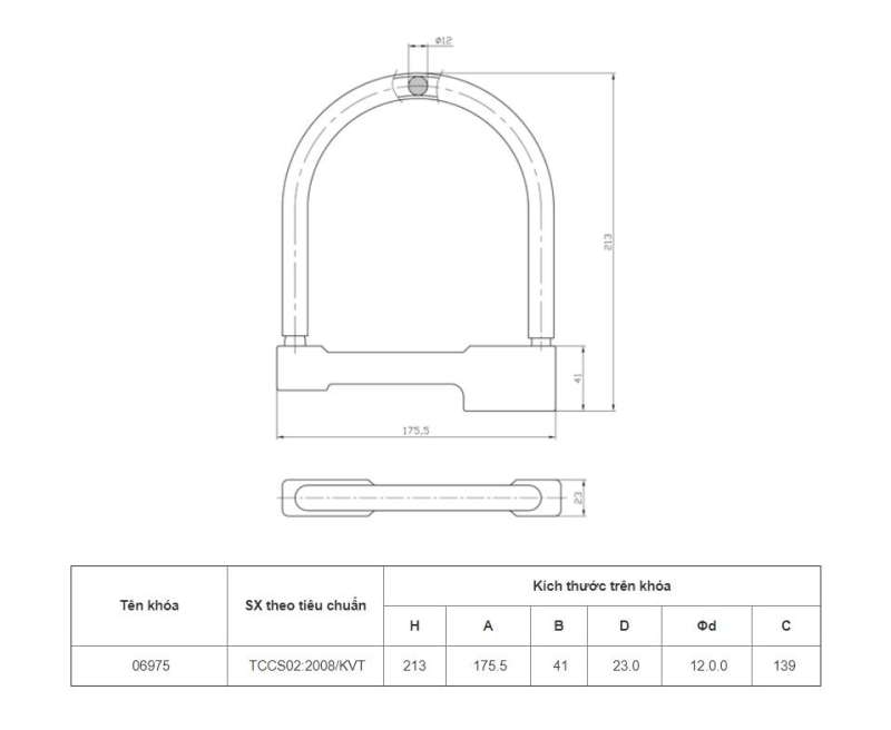 Khóa việt tiệp 06975 chữ U chống trộm cao cấp - Màu ngẫu nhiên