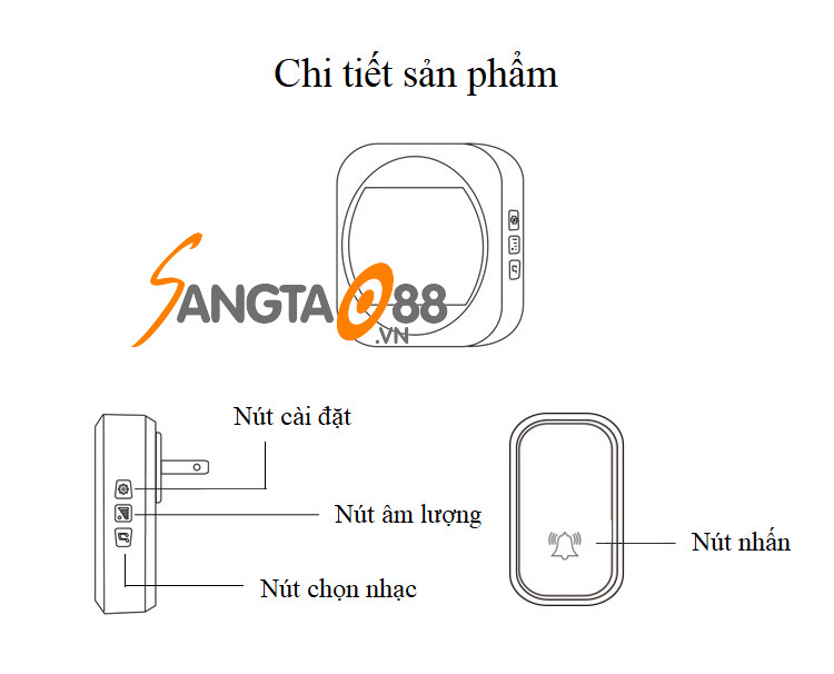 Chuông báo khách thông minh không dây hiển thị nhiệt độ cao cấp T195 (Tặng đèn 4 led mini dán tủ dán tường đa năng)