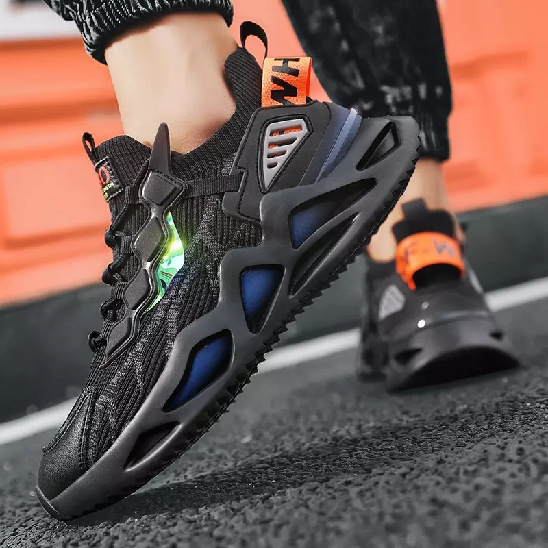 Giày Thể Thao Nam GEMI - Giày Sneaker Màu Đen - Trắng, Giày Thể Thao Dệt Kim, Nhẹ Nhàng, Êm Ái - G5441