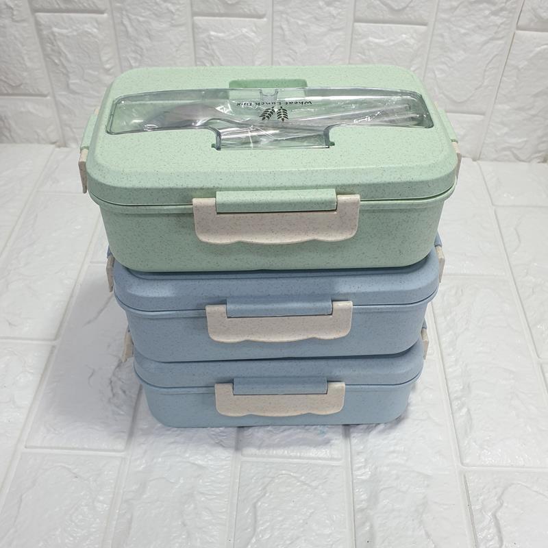 Hộp Đựng Cơm Lúa Mạch 3 Ngăn - TẶNG Kèm Thìa Đũa Inox