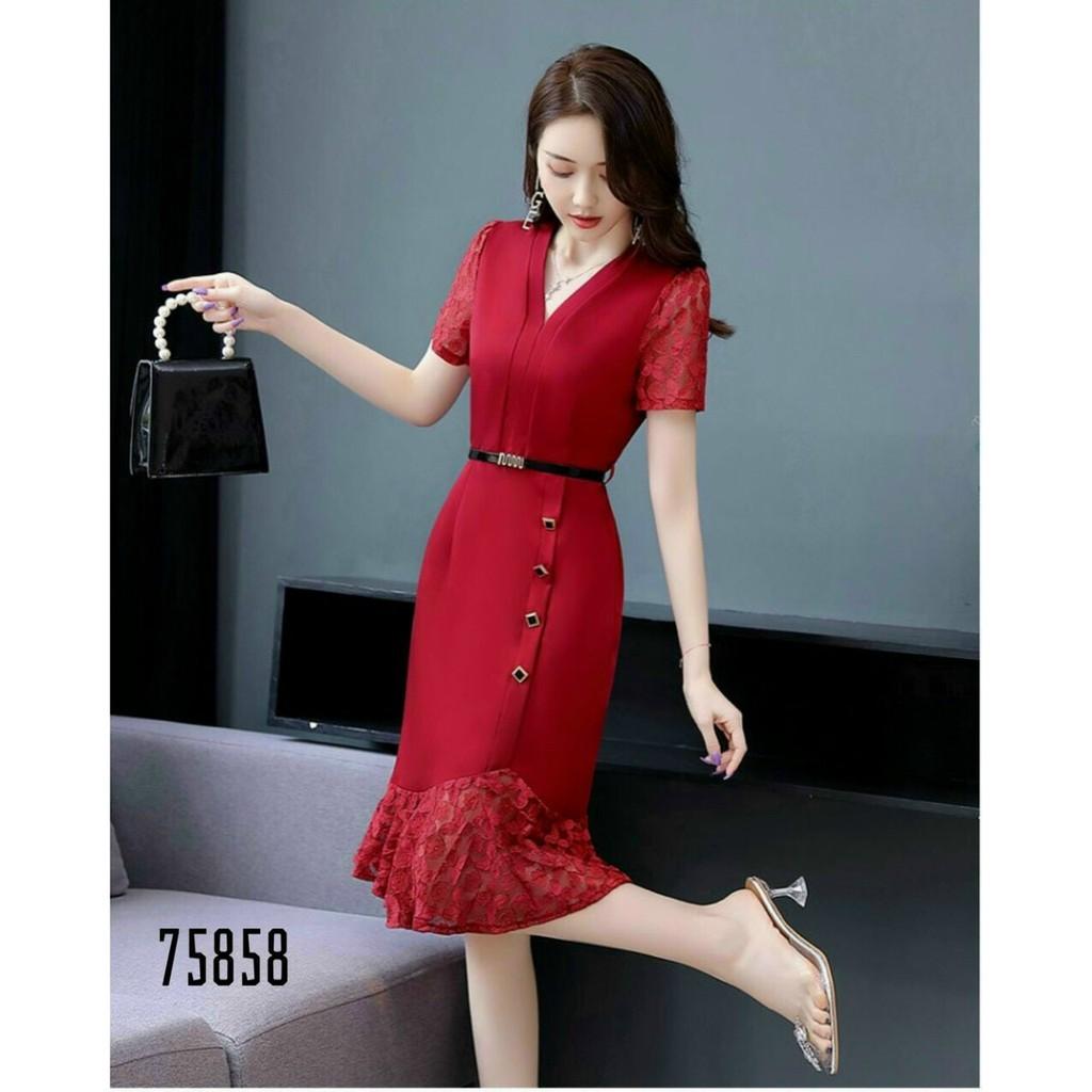 ĐẦM UMI TAY NGẮN,CỔ V,HỌA TIẾT TRƠN NHƯNG VÔ CÙNG SANG TRỌNG