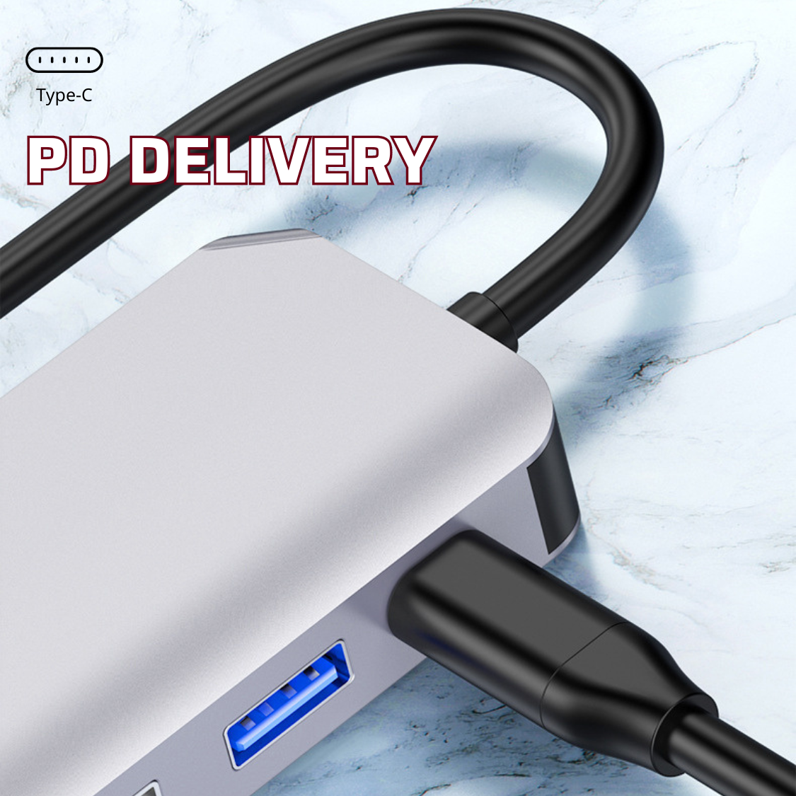 Hub Chuyển Đổi Type-C Chia 4 Cổng (4 in 1) HDMI/VGA/PD 2.0/USB 3.0 - Hàng Chính Hãng Tamayoko