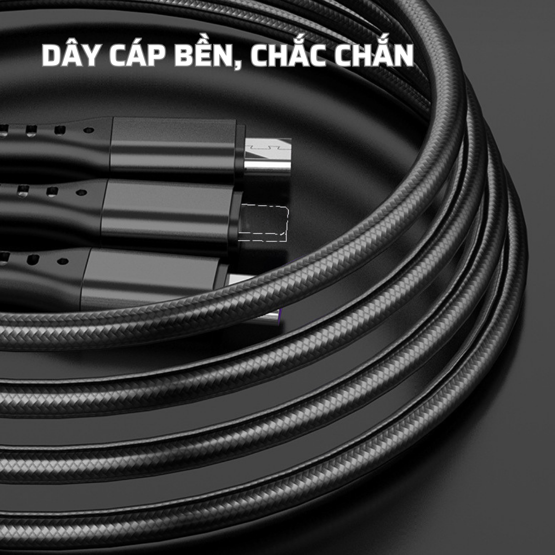 Cáp Sạc Nhanh 5A 66W 3 Trong 1 Chiều Dài 1,2m Dây Bọc Dù Siêu Bền Chống Đứt Gãy - Hàng Chính Hãng Tamayoko