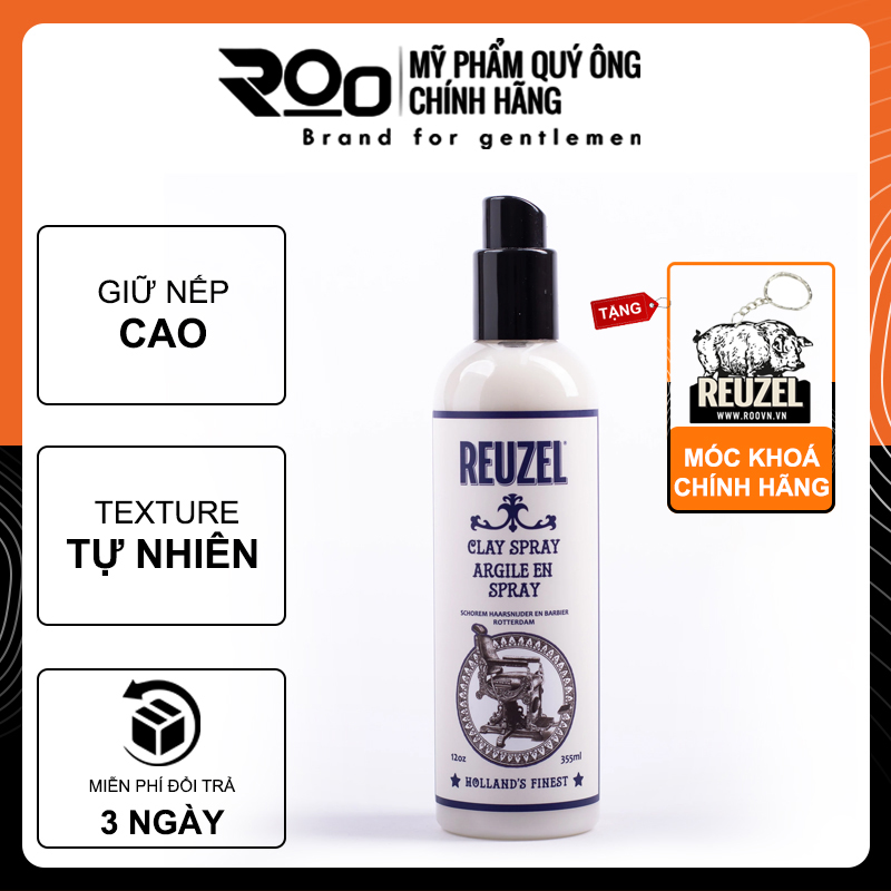 Xịt Tạo Phồng Prestyling Reuzel Spray Clay Argile En Spray 355ml - Tặng móc khoá chính hãng