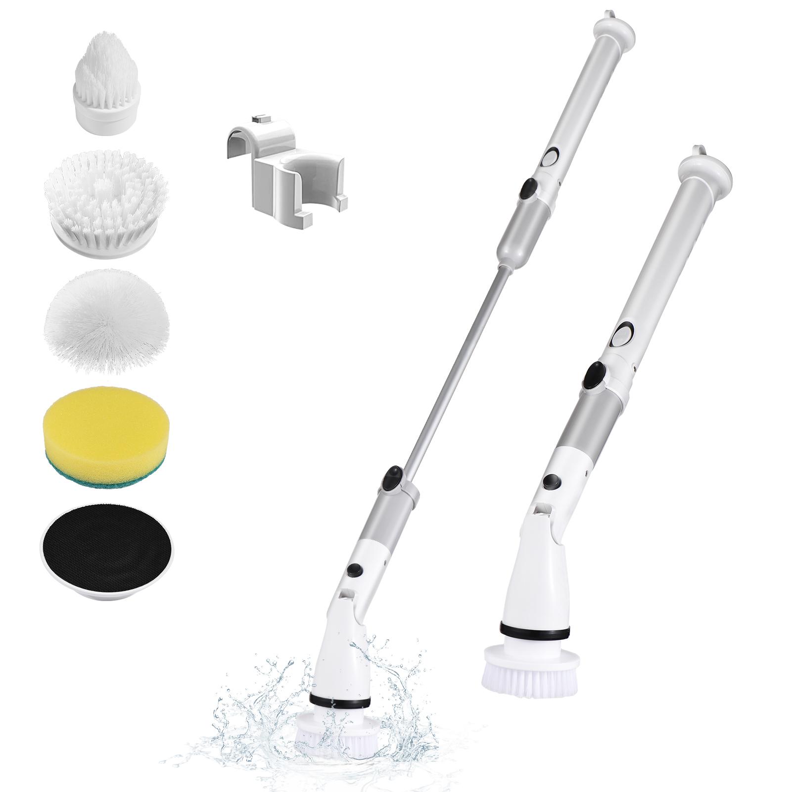 Electric Spin Scrubber Cordless Handheld Cleaning Brush with Adjustable Extension Handle 4 Brush Heads