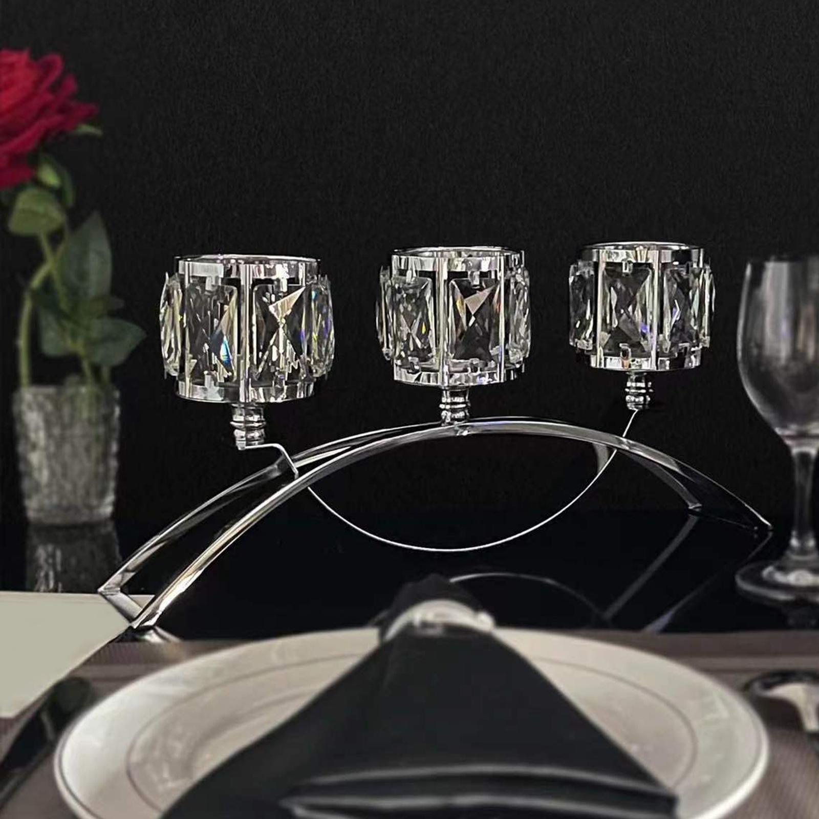 Tea Light Candle Holder 3 Arms Glass Bowl Tealight Candelabra for Cafe Decor